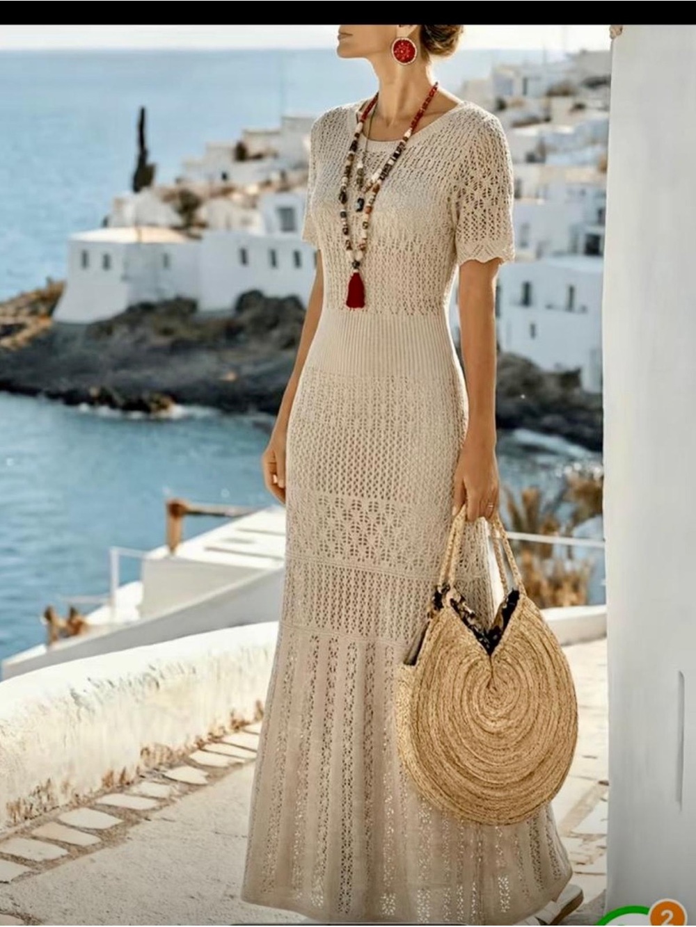 Crochet Maxi Dress in Cream - Womens